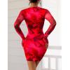 imagePRETTYGARDEN Womens Mini Dress Fall Outfits 2025 Trendy Tie Dye Print Long Sleeve Homecoming Club Party Bodycon DressesRed Floral