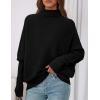 imagePRETTYGARDEN Womens Sweaters Fall Fashion 2025 Casual Loose Turtleneck Batwing Long Sleeve Knit Sweater Pullover TopsBlack