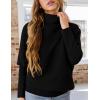 imagePRETTYGARDEN Womens Sweaters Fall Fashion 2025 Casual Loose Turtleneck Batwing Long Sleeve Knit Sweater Pullover TopsBlack