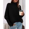 imagePRETTYGARDEN Womens Sweaters Fall Fashion 2025 Casual Loose Turtleneck Batwing Long Sleeve Knit Sweater Pullover TopsBlack