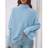 imagePRETTYGARDEN Womens Sweaters Fall Fashion 2025 Casual Loose Turtleneck Batwing Long Sleeve Knit Sweater Pullover TopsBlue