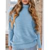 imagePRETTYGARDEN Womens Sweaters Fall Fashion 2025 Casual Loose Turtleneck Batwing Long Sleeve Knit Sweater Pullover TopsBlue