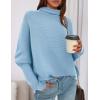 imagePRETTYGARDEN Womens Sweaters Fall Fashion 2025 Casual Loose Turtleneck Batwing Long Sleeve Knit Sweater Pullover TopsBlue