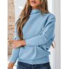 imagePRETTYGARDEN Womens Sweaters Fall Fashion 2025 Casual Loose Turtleneck Batwing Long Sleeve Knit Sweater Pullover TopsBlue