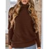 imagePRETTYGARDEN Womens Sweaters Fall Fashion 2025 Casual Loose Turtleneck Batwing Long Sleeve Knit Sweater Pullover TopsBrown