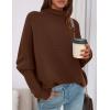 imagePRETTYGARDEN Womens Sweaters Fall Fashion 2025 Casual Loose Turtleneck Batwing Long Sleeve Knit Sweater Pullover TopsBrown