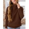 imagePRETTYGARDEN Womens Sweaters Fall Fashion 2025 Casual Loose Turtleneck Batwing Long Sleeve Knit Sweater Pullover TopsBrown