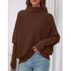 imagePRETTYGARDEN Womens Sweaters Fall Fashion 2025 Casual Loose Turtleneck Batwing Long Sleeve Knit Sweater Pullover TopsBrown