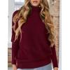 imagePRETTYGARDEN Womens Sweaters Fall Fashion 2025 Casual Loose Turtleneck Batwing Long Sleeve Knit Sweater Pullover TopsWine Red