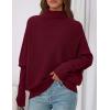 imagePRETTYGARDEN Womens Sweaters Fall Fashion 2025 Casual Loose Turtleneck Batwing Long Sleeve Knit Sweater Pullover TopsWine Red