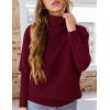 imagePRETTYGARDEN Womens Sweaters Fall Fashion 2025 Casual Loose Turtleneck Batwing Long Sleeve Knit Sweater Pullover TopsWine Red