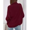 imagePRETTYGARDEN Womens Sweaters Fall Fashion 2025 Casual Loose Turtleneck Batwing Long Sleeve Knit Sweater Pullover TopsWine Red