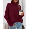 imagePRETTYGARDEN Womens Sweaters Fall Fashion 2025 Casual Loose Turtleneck Batwing Long Sleeve Knit Sweater Pullover TopsWine Red