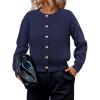 imagePRETTYGARDEN Cardigan Sweaters for Women Long Sleeve Open Front Button Down Trendy 2025 Fall Fashion Knit Winter CoatsNavy