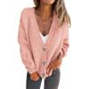 imagePRETTYGARDEN Cardigan Sweaters for Women Trendy Fall 2025 Long Sleeve Button Down Oversized Chunky Knit Sweater OuterwearPink