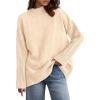 imagePRETTYGARDEN Womens Fall Casual Long Sleeve Tops 2025 Loose Mock Neck Drop Shoulder Knit Going Out Pullover SweatersBeige