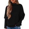 imagePRETTYGARDEN Womens Sweaters Fall Fashion 2025 Casual Loose Turtleneck Batwing Long Sleeve Knit Sweater Pullover TopsBlack