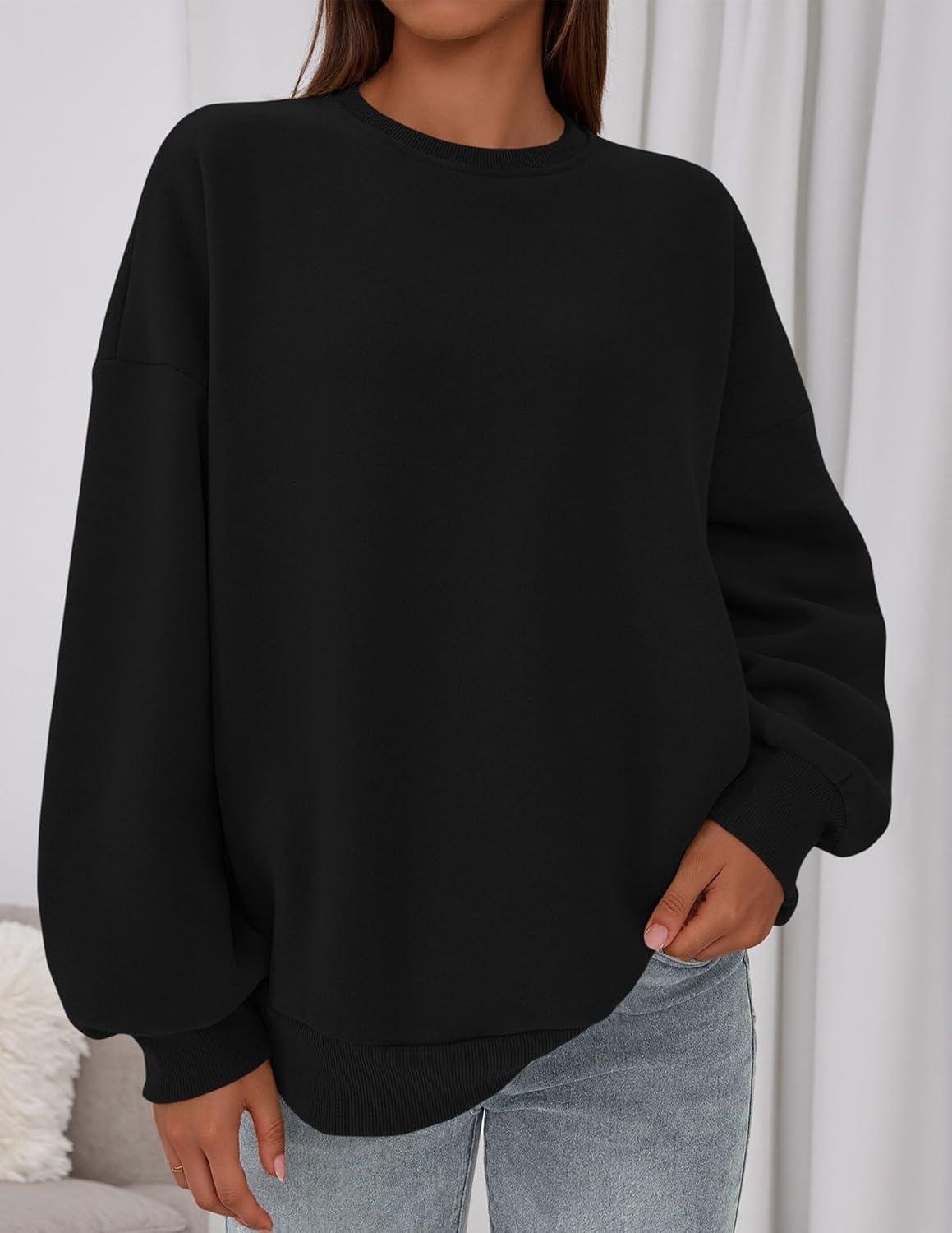 imagePRETTYGARDEN Sweatshirts for Women Oversized Crewneck Fleece Pullover Long Sleeve Tops Comfy 2025 Fall Winter Fashion OutfitsBlack