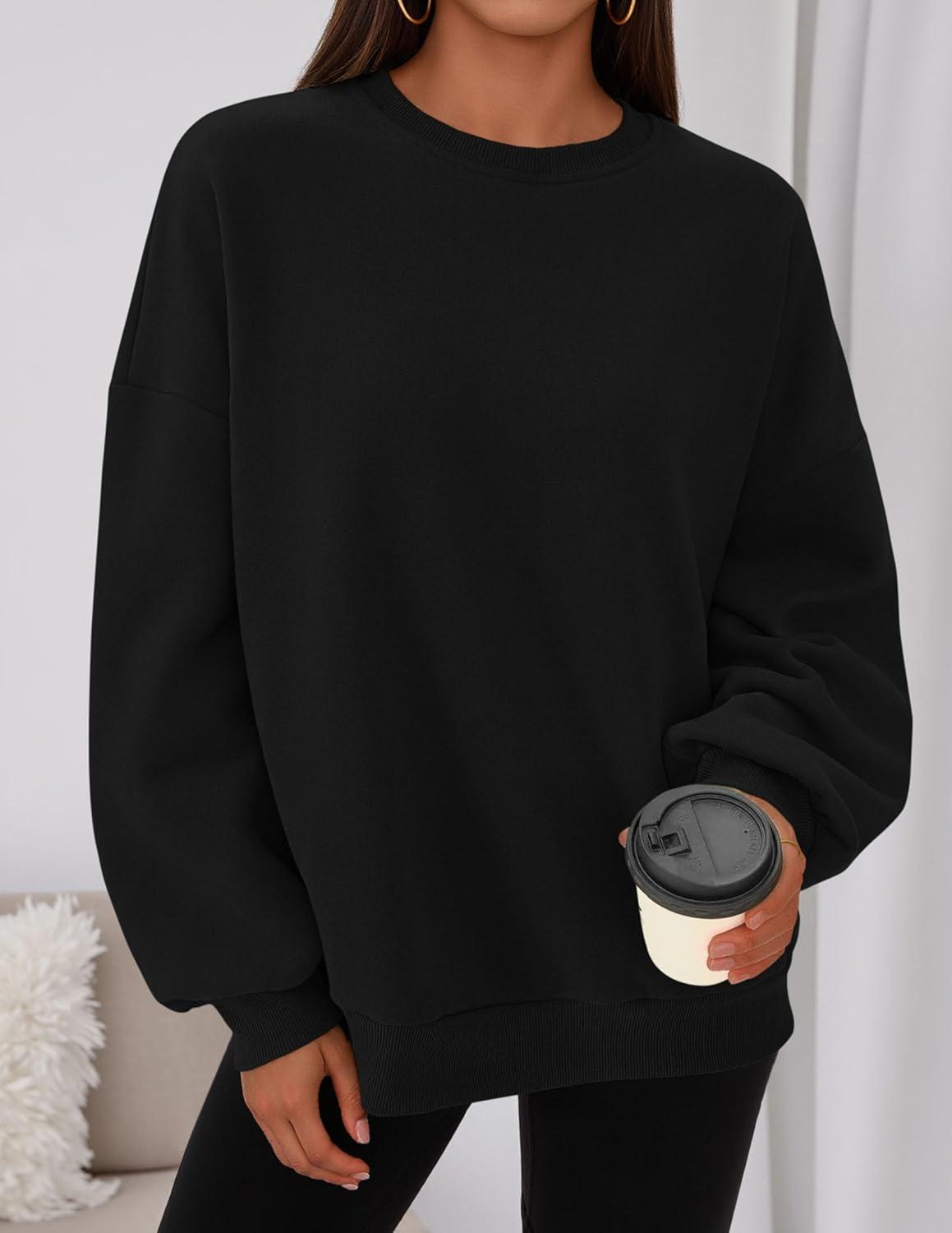 imagePRETTYGARDEN Sweatshirts for Women Oversized Crewneck Fleece Pullover Long Sleeve Tops Comfy 2025 Fall Winter Fashion OutfitsBlack