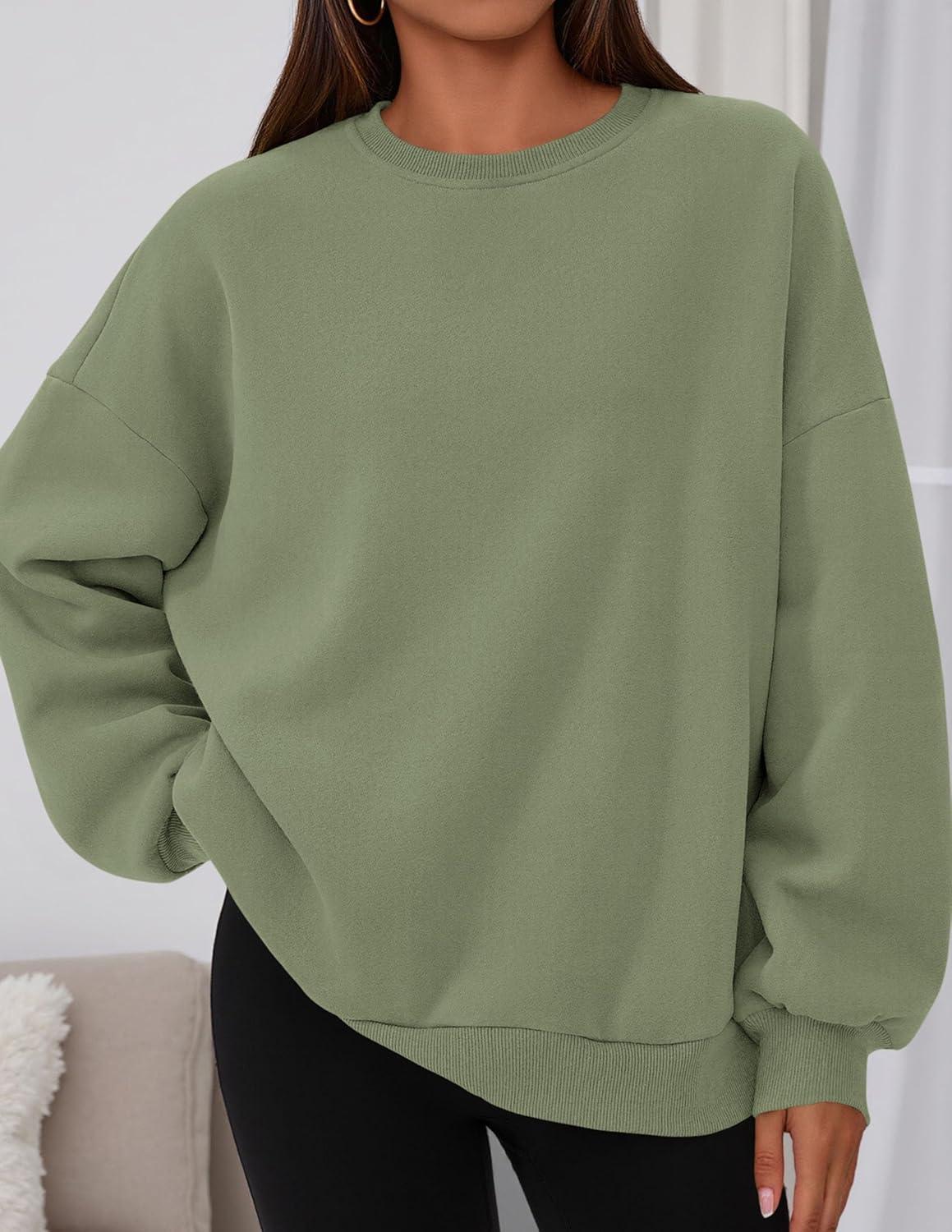 imagePRETTYGARDEN Sweatshirts for Women Oversized Crewneck Fleece Pullover Long Sleeve Tops Comfy 2025 Fall Winter Fashion OutfitsForest Green