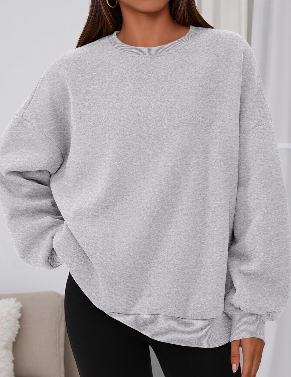 imagePRETTYGARDEN Sweatshirts for Women Oversized Crewneck Fleece Pullover Long Sleeve Tops Comfy 2025 Fall Winter Fashion OutfitsGrey