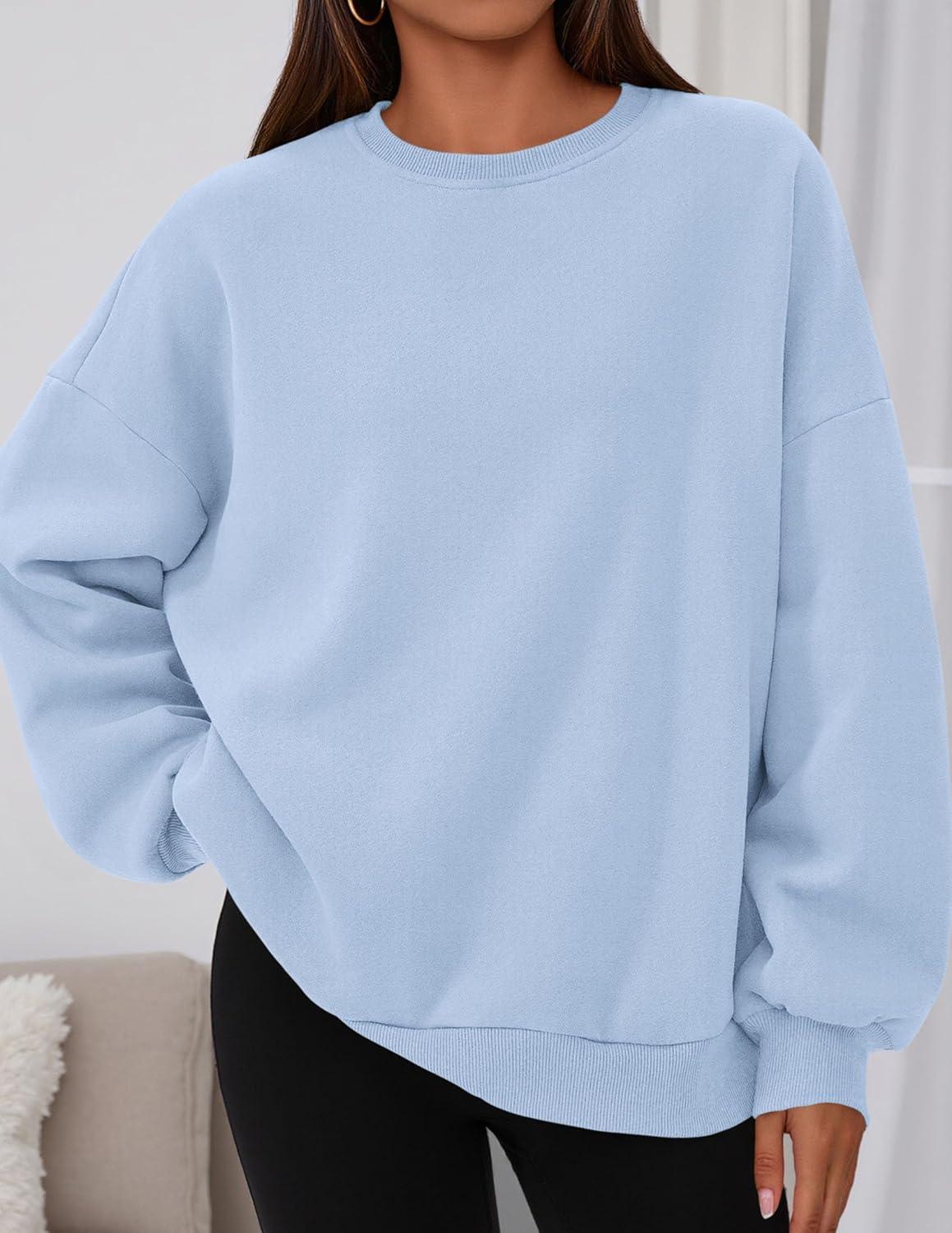 imagePRETTYGARDEN Sweatshirts for Women Oversized Crewneck Fleece Pullover Long Sleeve Tops Comfy 2025 Fall Winter Fashion OutfitsLight Blue