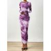 imagePRETTYGARDEN Fall Dresses for Women 2025 Long Sleeve Floral Mesh Sexy Bodycon Homecoming Wedding Guest Cocktail Maxi DressGrey Purple Floral