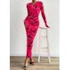imagePRETTYGARDEN Fall Dresses for Women 2025 Long Sleeve Floral Mesh Sexy Bodycon Homecoming Wedding Guest Cocktail Maxi DressRose Red Floral