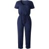 imagePRETTYGARDEN Jumpsuits for Women Dressy 2025 Summer Casual Short Sleeve Romper Spring Airport Beach Vacation Travel OutfitsNavy