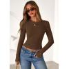 imagePRETTYGARDEN Women 2025 Summer Fall Long Sleeve Shirts Ribbed Crewneck Fitted Basic Tee Going Out Tops Casual Workout OutfitsBrown