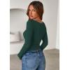 imagePRETTYGARDEN Women 2025 Summer Fall Long Sleeve Shirts Ribbed Crewneck Fitted Basic Tee Going Out Tops Casual Workout OutfitsDark Green
