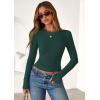 imagePRETTYGARDEN Women 2025 Summer Fall Long Sleeve Shirts Ribbed Crewneck Fitted Basic Tee Going Out Tops Casual Workout OutfitsDark Green