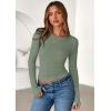 imagePRETTYGARDEN Women 2025 Summer Fall Long Sleeve Shirts Ribbed Crewneck Fitted Basic Tee Going Out Tops Casual Workout OutfitsSage Green