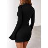 imagePRETTYGARDEN Womens 2025 Fall Short Formal Dresses Long Sleeve Mock Neck Elegant Wedding Guest Party Club Bodycon Mini DressBlack