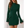 imagePRETTYGARDEN Womens 2025 Fall Short Formal Dresses Long Sleeve Mock Neck Elegant Wedding Guest Party Club Bodycon Mini DressDark Green