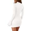 imagePRETTYGARDEN Womens 2025 Fall Short Formal Dresses Long Sleeve Mock Neck Elegant Wedding Guest Party Club Bodycon Mini DressWhite