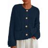 imagePRETTYGARDEN Cardigan Sweaters for Women 2025 Trendy Oversized Knit Chunky Button Cardigans Fall Winter Outfits with PocketsNavy