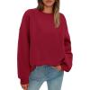 imagePRETTYGARDEN Sweatshirts for Women Oversized Crewneck Fleece Pullover Long Sleeve Tops Comfy 2025 Fall Winter Fashion OutfitsRed