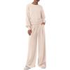imagePRETTYGARDEN Womens 2 Piece Sets Long Sleeve Sweatshirt Wide Leg Pants Loose Matching Lounge Set Trendy Fall OutfitsBeige