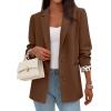 imagePRETTYGARDEN Blazers for Women 2025 Fall Work Office Suit Jackets Dressy Open Front Leopard Blazer Business Casual OutfitsBrown