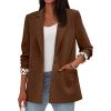 imagePRETTYGARDEN Blazers for Women 2025 Fall Work Office Suit Jackets Dressy Open Front Leopard Blazer Business Casual OutfitsBrown
