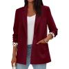 imagePRETTYGARDEN Blazers for Women 2025 Fall Work Office Suit Jackets Dressy Open Front Leopard Blazer Business Casual OutfitsBurgundy
