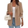 imagePRETTYGARDEN Blazers for Women 2025 Fall Work Office Suit Jackets Dressy Open Front Leopard Blazer Business Casual OutfitsKhaki