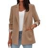 imagePRETTYGARDEN Blazers for Women 2025 Fall Work Office Suit Jackets Dressy Open Front Leopard Blazer Business Casual OutfitsKhaki