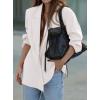 imagePRETTYGARDEN Fall 2025 Blazers for Women Business Casual Long Sleeve Lapel Pockets Dressy Suit Jackets Work Office ClothesWhite
