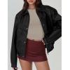 imagePRETTYGARDEN Faux Leather Jacket Women Bomber Motorcycle Zip Up Jackets Oversized Fall Fashion Outfits 2025 Winter CoatsBlack