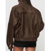 imagePRETTYGARDEN Faux Leather Jacket Women Bomber Motorcycle Zip Up Jackets Oversized Fall Fashion Outfits 2025 Winter CoatsBrown