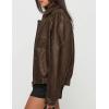 imagePRETTYGARDEN Faux Leather Jacket Women Bomber Motorcycle Zip Up Jackets Oversized Fall Fashion Outfits 2025 Winter CoatsBrown