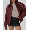 imagePRETTYGARDEN Faux Leather Jacket Women Bomber Motorcycle Zip Up Jackets Oversized Fall Fashion Outfits 2025 Winter CoatsWine Red