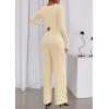 imagePRETTYGARDEN Jumpsuits for Women Dressy Casual 2025 Fall One Piece Outfits Long Sleeve Crew Neck Wide Leg Pants RompersBeige